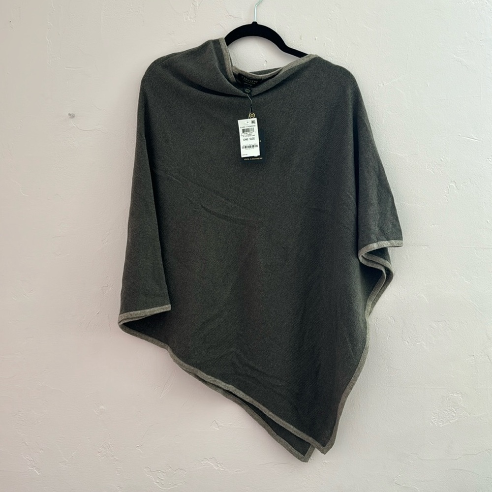 Charter Club Luxury Women’s 100% cashmere brown poncho sweater